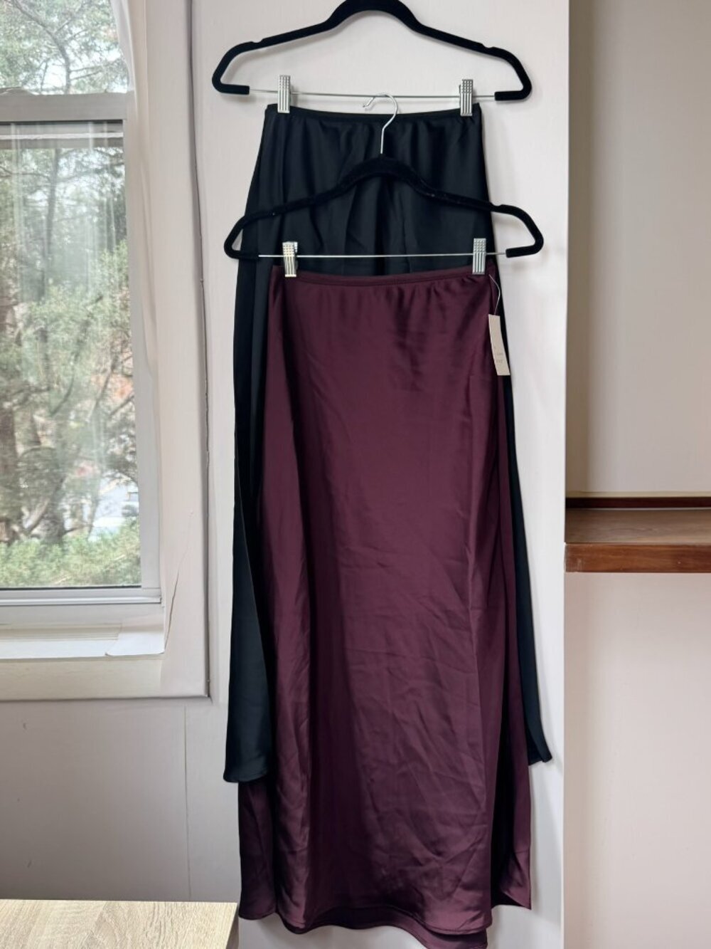 NWT Target A New Day Maxi Slip Skirt Bundle of 2 Burgundy Black Women's XS